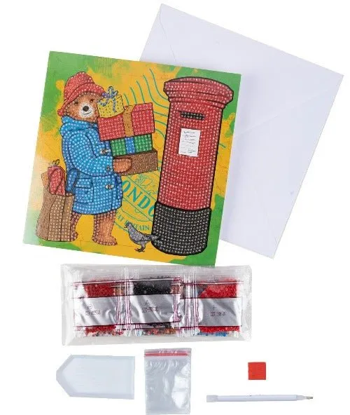 "Paddington Sending Gifts"  Crystal Art Card 18x18cm