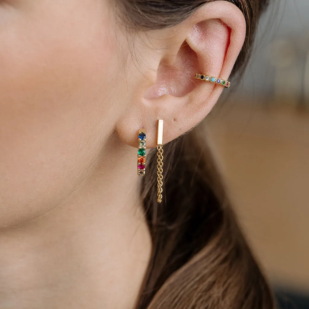 Rainbow Crystal Ear Cuff