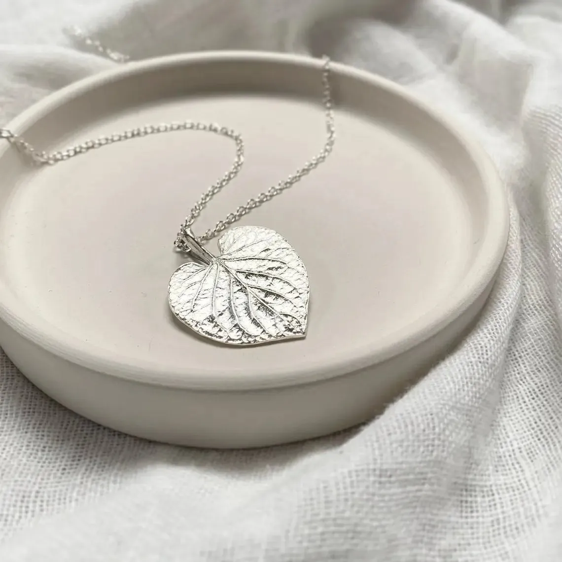 Silver heart leaf pendant by Earth Fire Jewellery