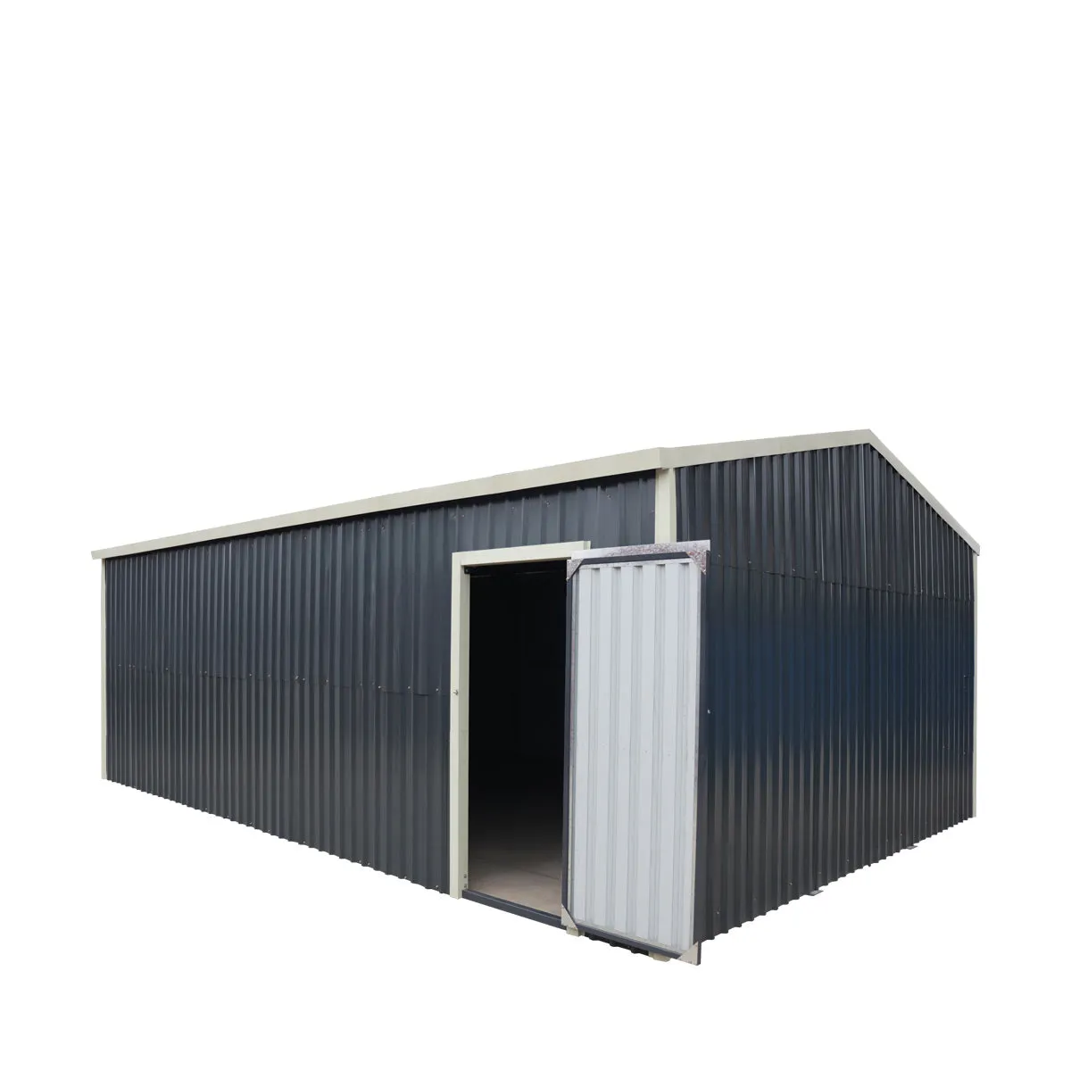 TMG Industrial 16’ x 24’ Metal Garage Shed with Double Front Doors, 10’ Peak Height, Side Entry Door, 384 Sq-Ft Floor Space, TMG-MS1624