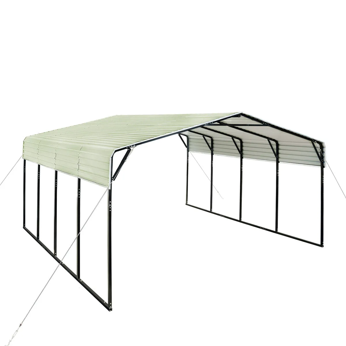 TMG Industrial 20’ x 20’ All-Steel Carport w/10’ Open Sidewalls, Galvanized Roof, Powder Coated, Polyester Paint Coating, Stabilizing Cables, TMG-CP2020 (Not available for online purchase)