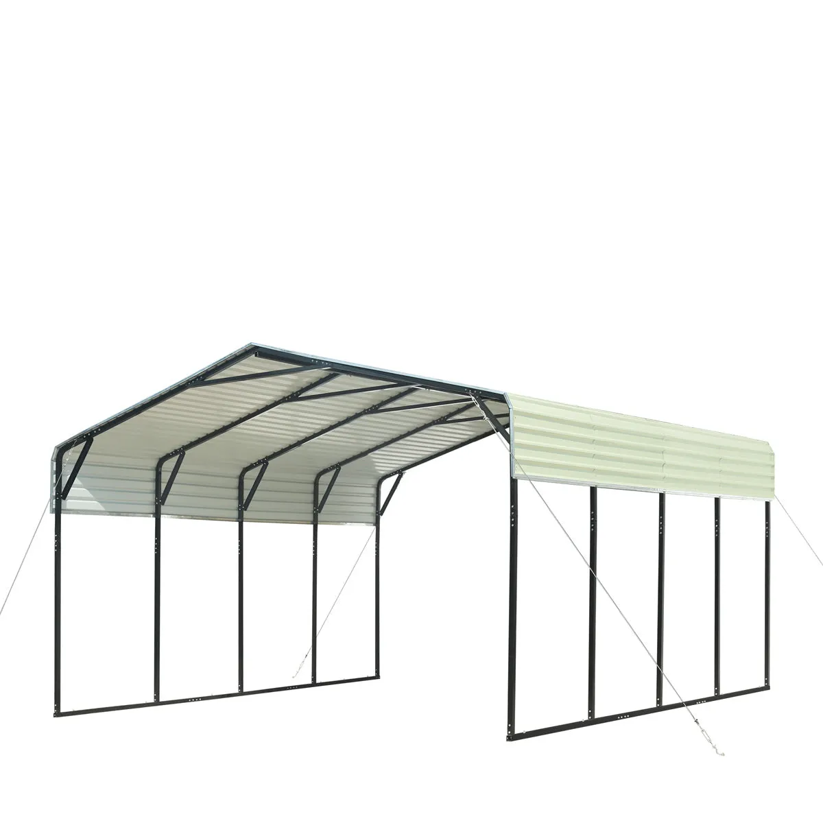 TMG Industrial 20’ x 20’ All-Steel Carport w/10’ Open Sidewalls, Galvanized Roof, Powder Coated, Polyester Paint Coating, Stabilizing Cables, TMG-CP2020 (Not available for online purchase)