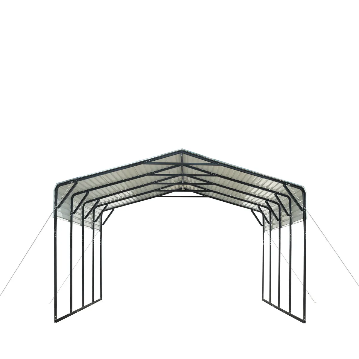 TMG Industrial 20’ x 20’ All-Steel Carport w/10’ Open Sidewalls, Galvanized Roof, Powder Coated, Polyester Paint Coating, Stabilizing Cables, TMG-CP2020 (Not available for online purchase)