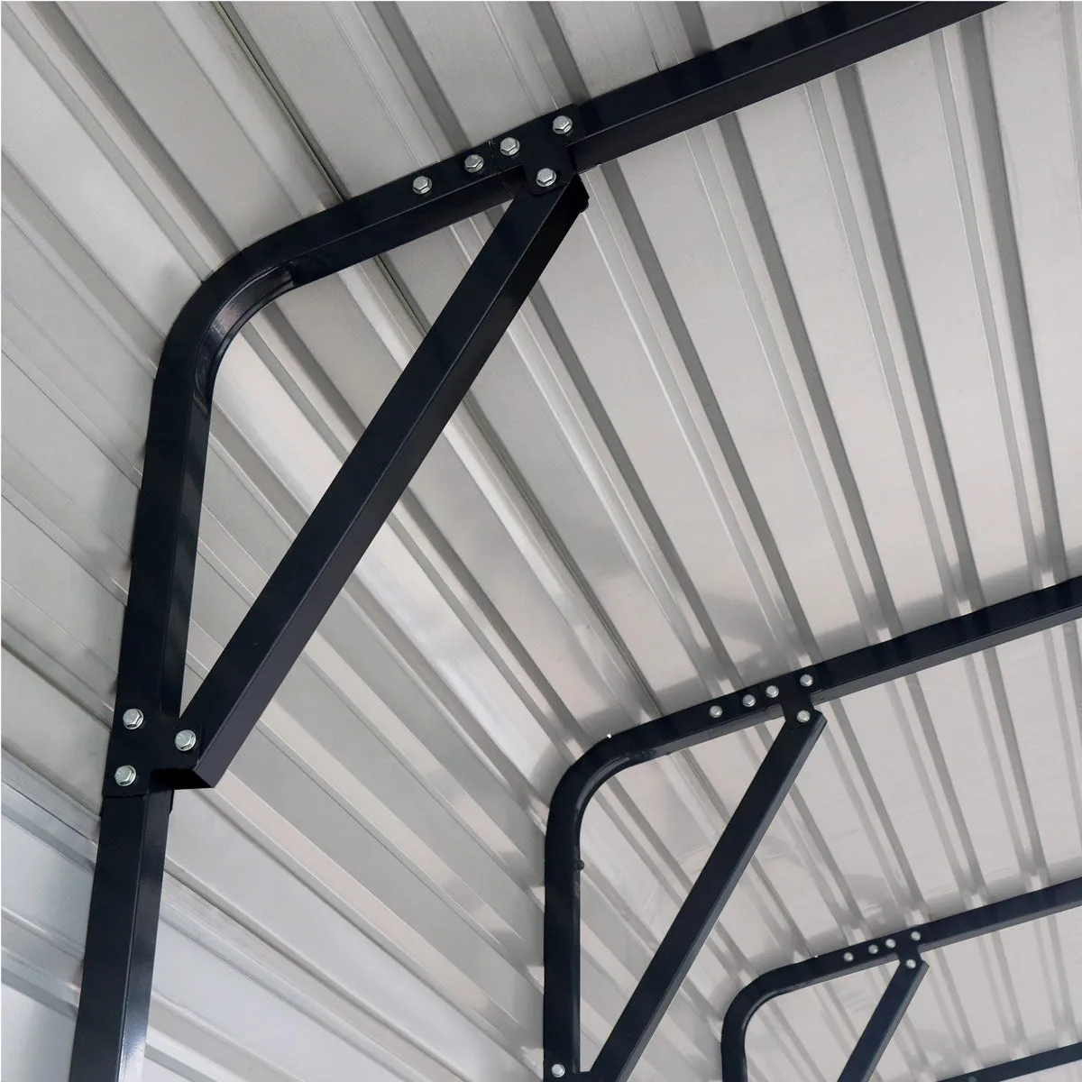 TMG Industrial 20’ x 20’ All-Steel Carport w/10’ Open Sidewalls, Galvanized Roof, Powder Coated, Polyester Paint Coating, Stabilizing Cables, TMG-CP2020 (Not available for online purchase)