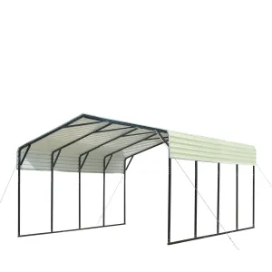 TMG Industrial 20’ x 20’ All-Steel Carport w/10’ Open Sidewalls, Galvanized Roof, Powder Coated, Polyester Paint Coating, Stabilizing Cables, TMG-CP2020 (Not available for online purchase)