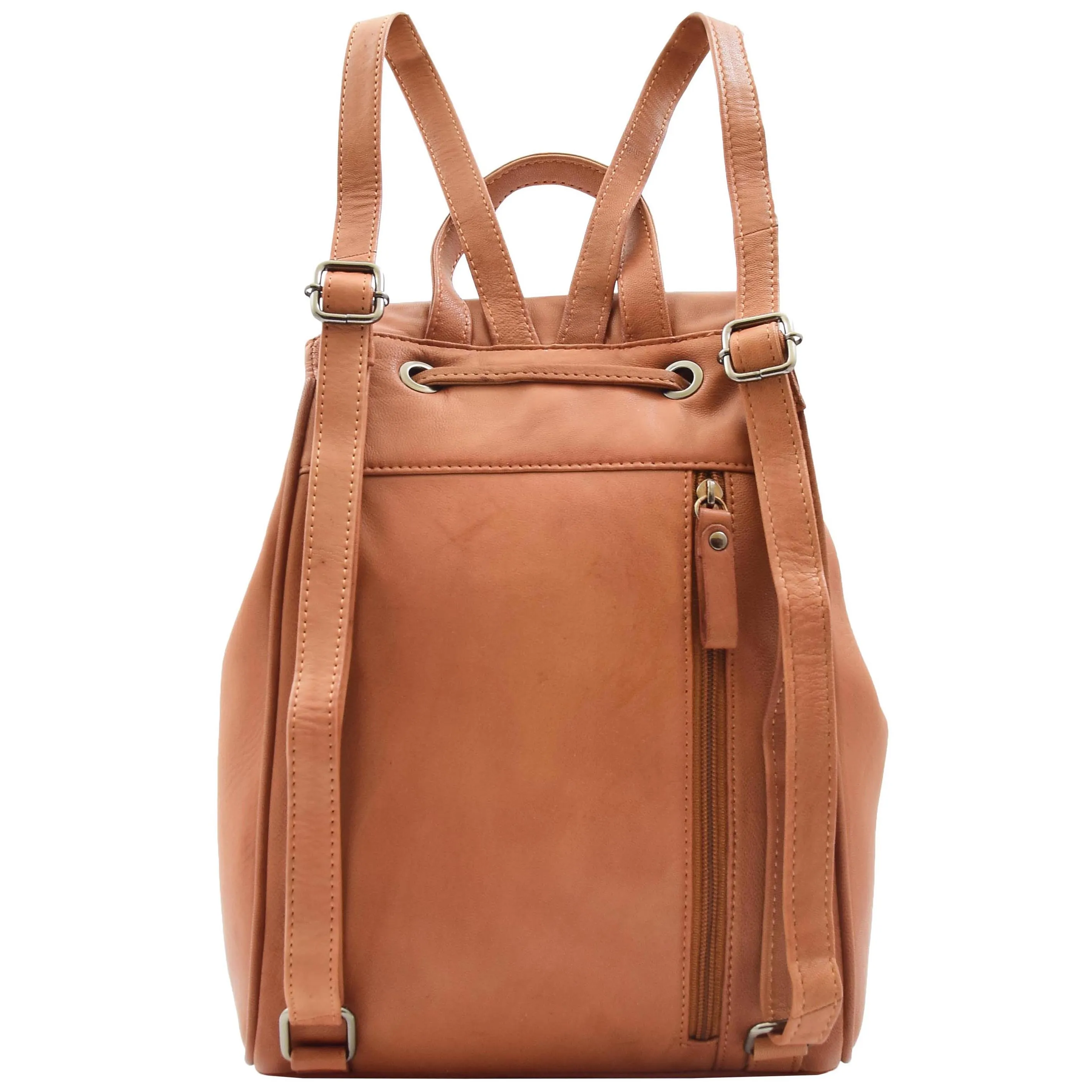 Womens Leather Backpack Cognac Casual Travel Rucksack Work Daypack Lydia